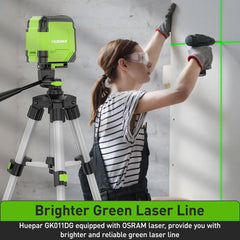 2 Lines Cross Line Laser Level Self-Leveling Horizontal & Vertical Level Germany Osram Green Beam With Tripod & Bracket