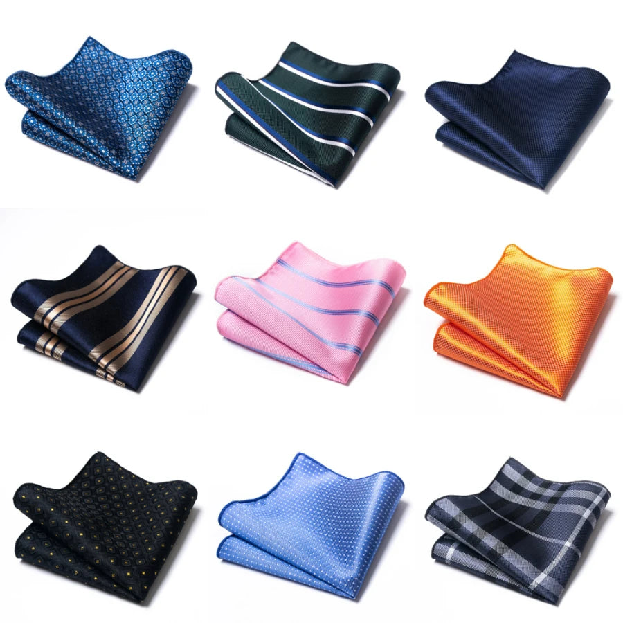 High Grade Brand Silk Kerchief Man Dark Blue Striped April Fool's Day Fit Formal Party Pocket Square Handkerchiefs Suit Hanky