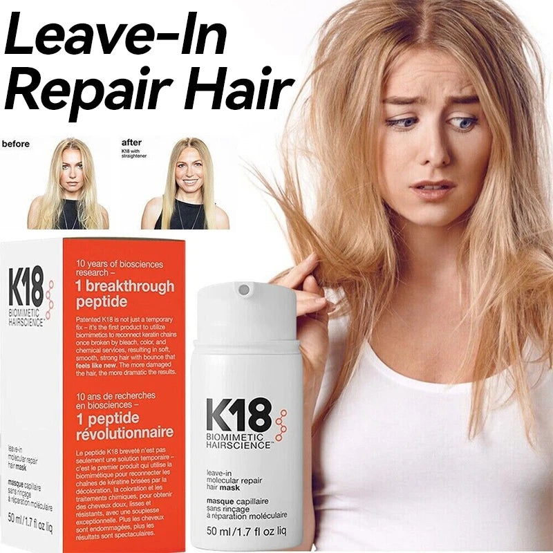 K18 Repair Hair Mask Leave-In Molecular Damage Restore Soft Hair Deep Keratin Scalp Treatment Hair Care Product 50ml Original