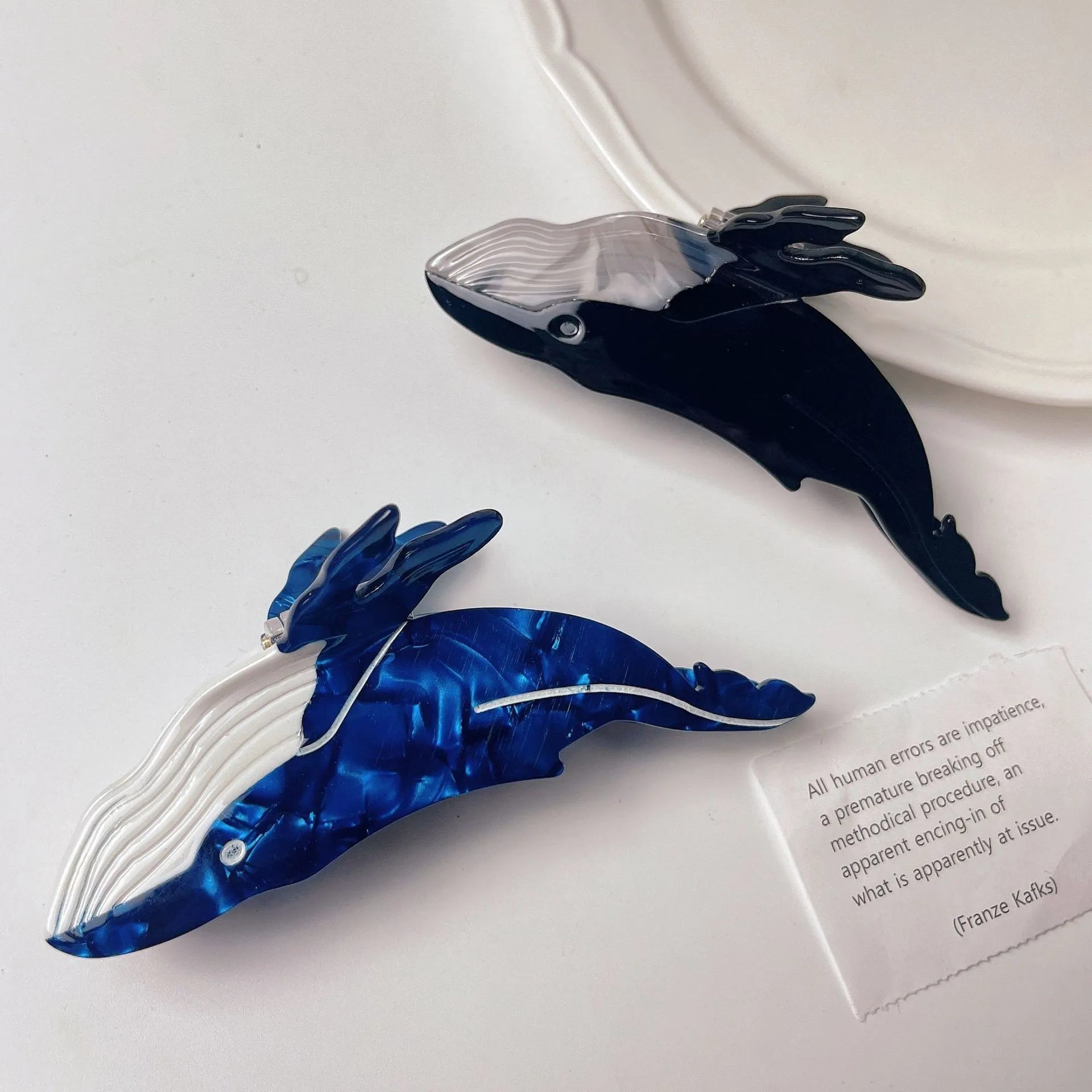 Muweordy Blue Whale Hair Claw Acetate Hair Clips For Women Popular Hair Catches Animal Hair Clip Cute Sea Creature Claw Clips