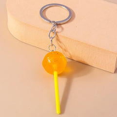 Lovely Resin Candy Lollipop Keychain Mini 3D Simulation Food Key Rings for Men Women Handbag Pendants DIY Kids Jewelry Gifts