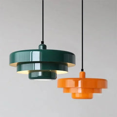 Nordic LED Pendant Light Macaron Carbon Steel Aluminum White Dark Green Orange Illuminations For Restaurant Living Rooms Fixture