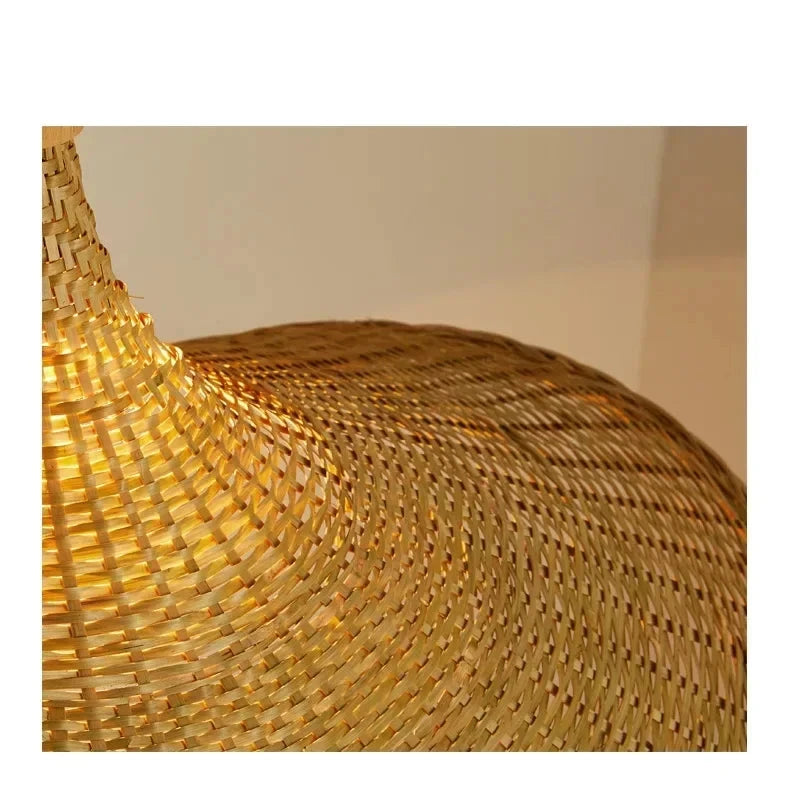 Bamboo Hanging Lamp Pendant Ceiling Light Rattan Wicker Lustre Hand Knit Braiding Suspended Home Dining люстра потолочная