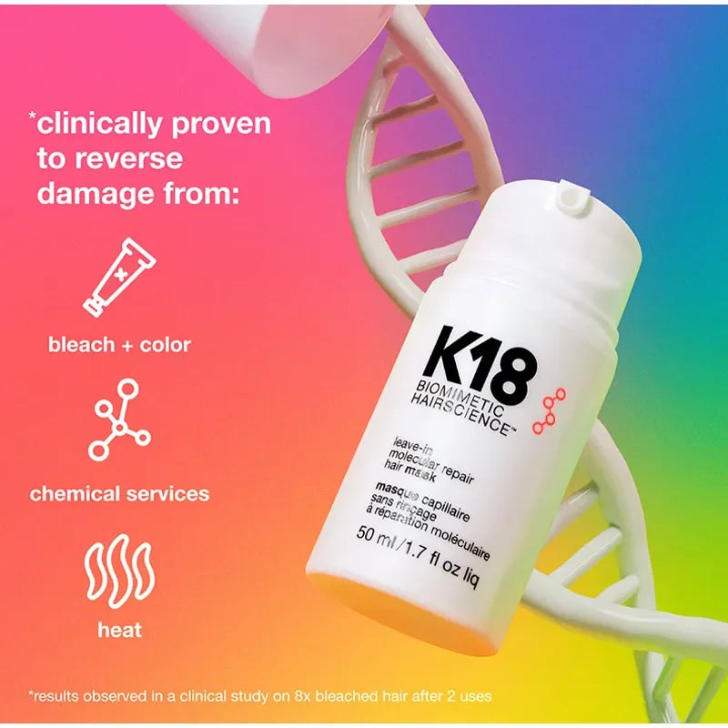 K18 Repair Hair Mask Leave-In Molecular Damage Restore Soft Hair Deep Keratin Scalp Treatment Hair Care Product 50ml Original