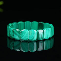 Green Malachite Chrysocolla Bracelet Stretch Rectangle Beads Healing Stone Crystal Genuine Natural Women Men 12x9mm Gender