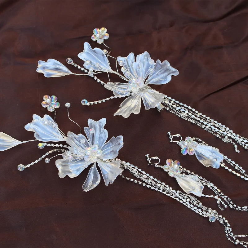 Bridal headwear tassel pair hair clip simple temperament hair decoration versatile wedding hair jewelry