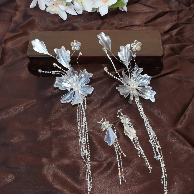 Bridal headwear tassel pair hair clip simple temperament hair decoration versatile wedding hair jewelry