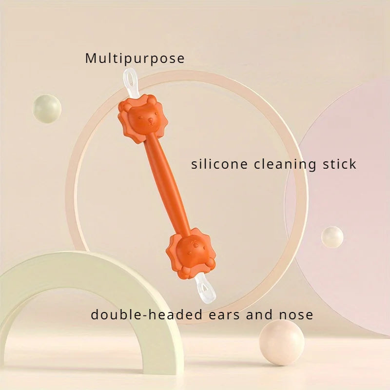 2pcs Cartoon Lion Baby Nose Cleaning Rod Baby Ear Cleaning Tool Nose Spoon Earpick Nasal Cleaning