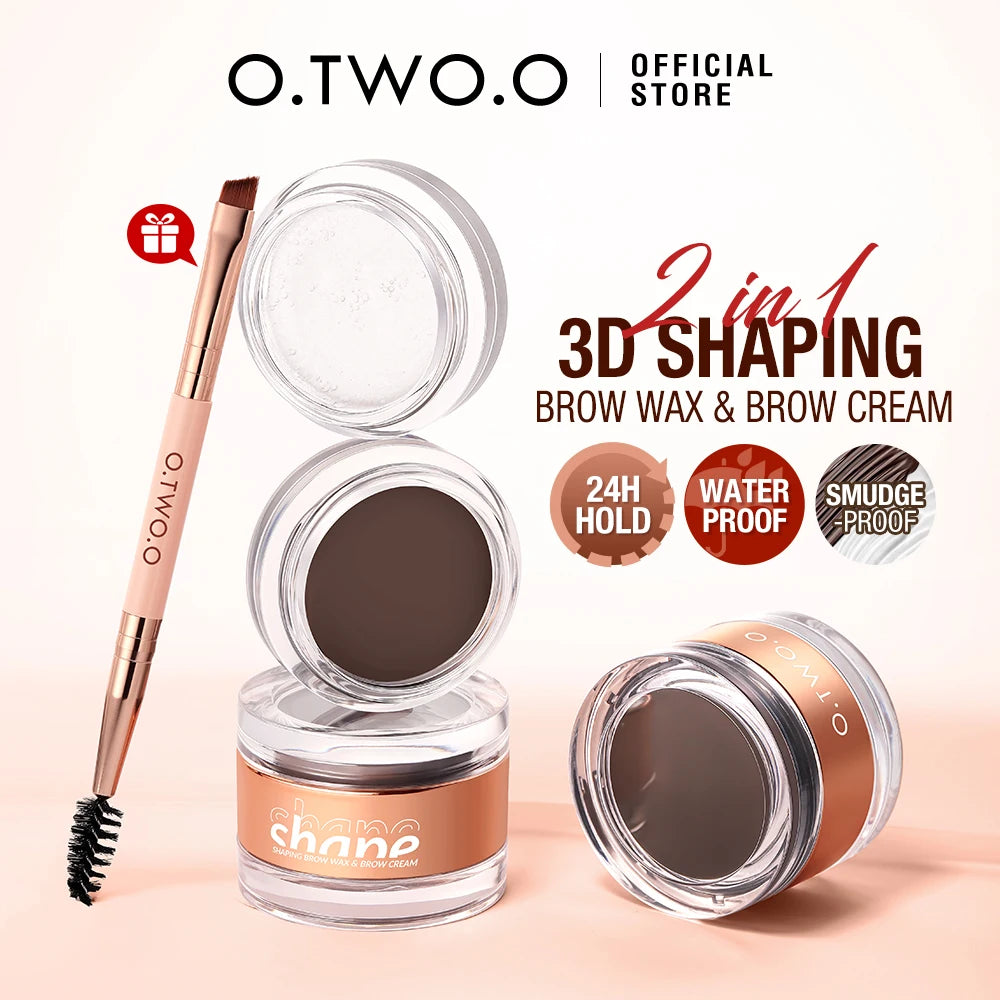 O.TWO.O Eyebrow Pomade Brow Gel Wax 2 IN 1 Waterproof Long Lasting Creamy Texture Eye Brow Tint Enhancers Cosmetics Makeup