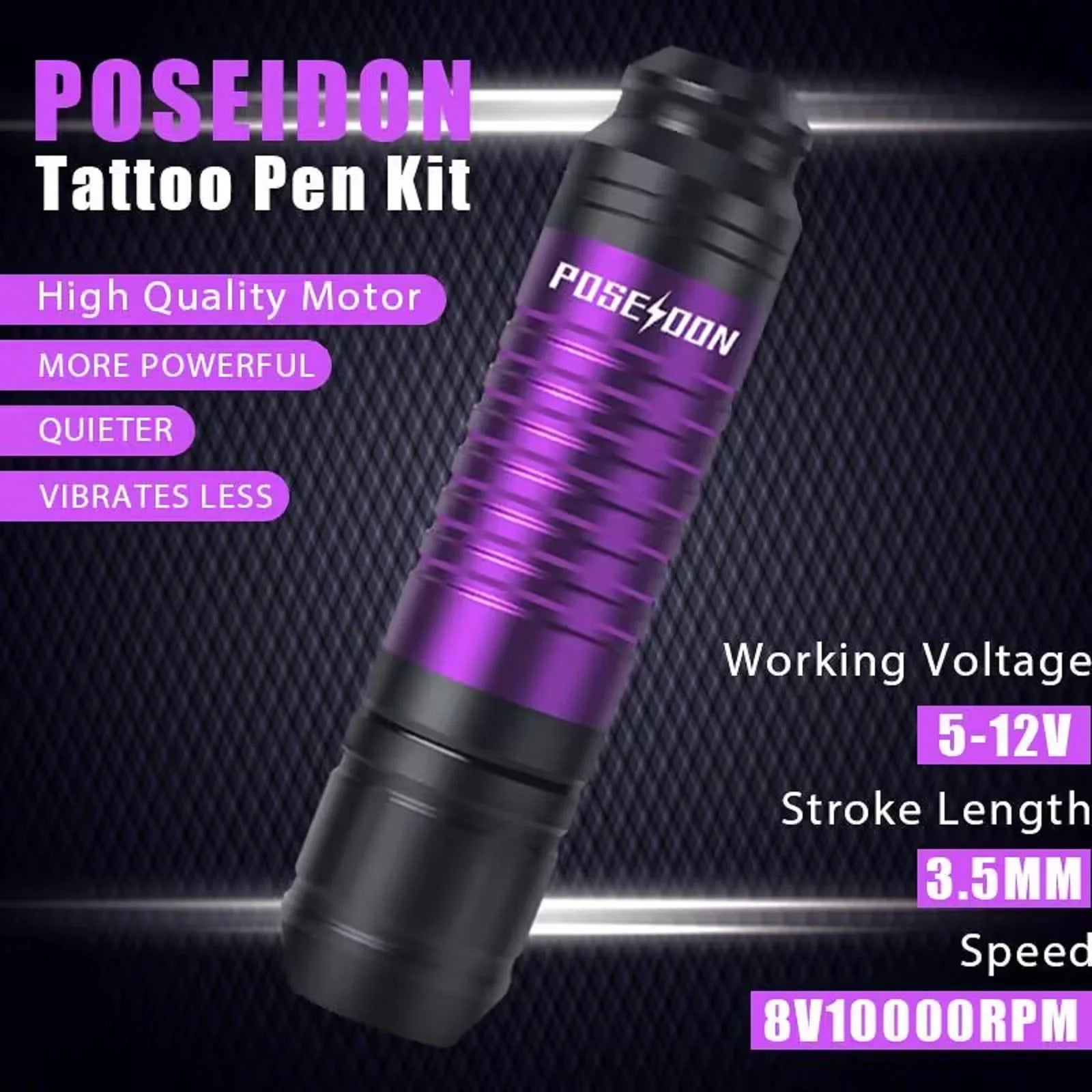 POSEIDON Tattoo Kit Tattoo Pen Kit Tattoo Beginners Practice Kit With Wireless Power Supply RCA Interface Tattoo Machine Kit