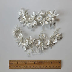 Handmade Alloy Rhinestone Pearls Floral Leaf Bridal Hair comb Clip Wedding Headpiece Women Jewelry Hair accessories