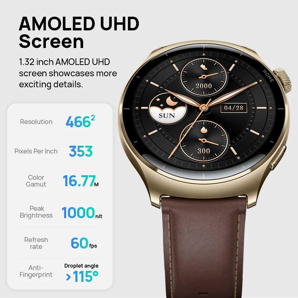 Mibro Watch Lite3 Pro 1.32Inch UHD AMOLED Screen GPS Positioning AOD Metal Body Waterproof 150 Sports Modes Men Women Smartwatch