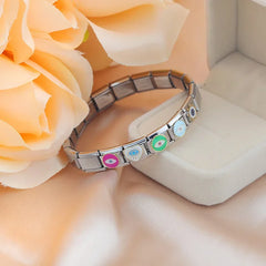 2024 Fashion Popular Romantic Heart Round Eye Charm Italian Links Fit 9mm Bracelet Making DIY Women Jewelry DJ1105-A