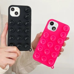 Cute Creative Suction Cup Phone Case For iPhone 15 14 13 12 11 Pro Max INS Extra Gadget Holder Funny Soft Silicone Back Cover