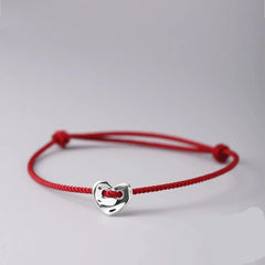 Heart Red Thread For Hand 925 Sterling Silver Bracelet Red Thread String Rope Bracelets For Women Silver 925 Green