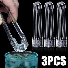 3/1Pcs Transparent Acrylic Ice Tongs Serving Tongs Food Clip Bread Cake Salad Wave Clamping Design Kitchen Tongs For Home Party