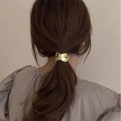 Fashion Metal Circle Hair Rope Tie For Women Girls Gold Color Gothic Punk Ponytail Holder High Elastic Simple Hair Band