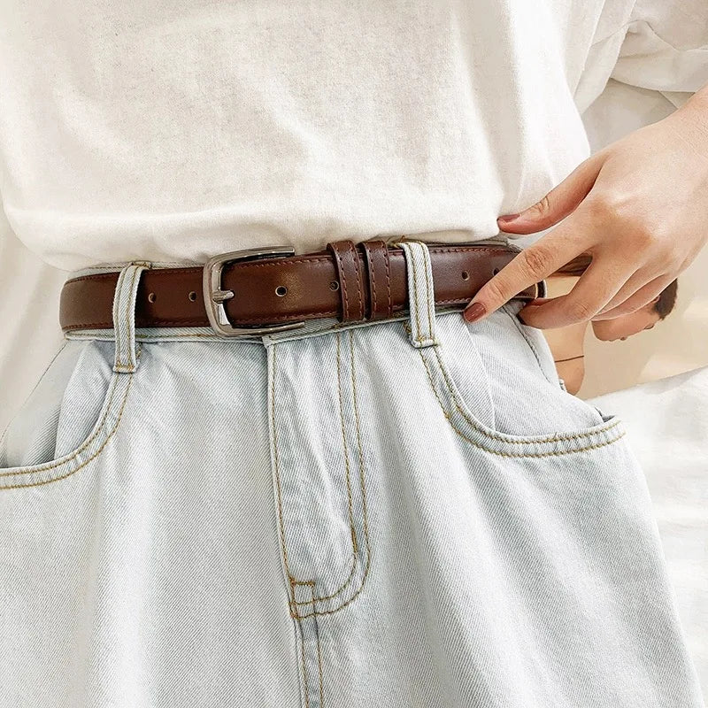 A belt for women and men, simple and versatile, student black needle buckle, personalized decoration, belt for women