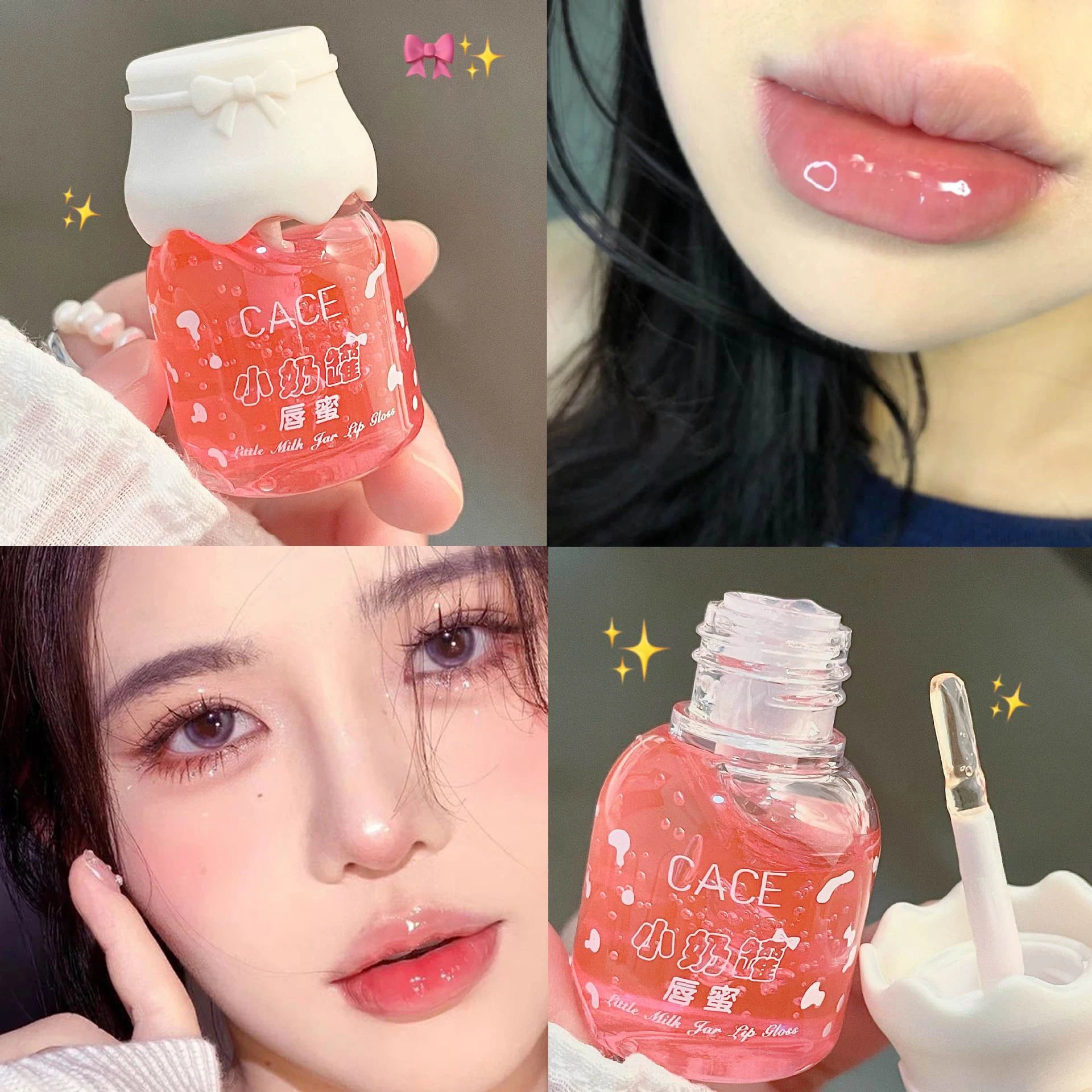 Peach Pink Milk Jar Lip Gloss Sakura Lip Oil  Lip Balm Moisturizing Nourishing Anti-wrinkle Anti-cracking Unisex Lip Mask Care