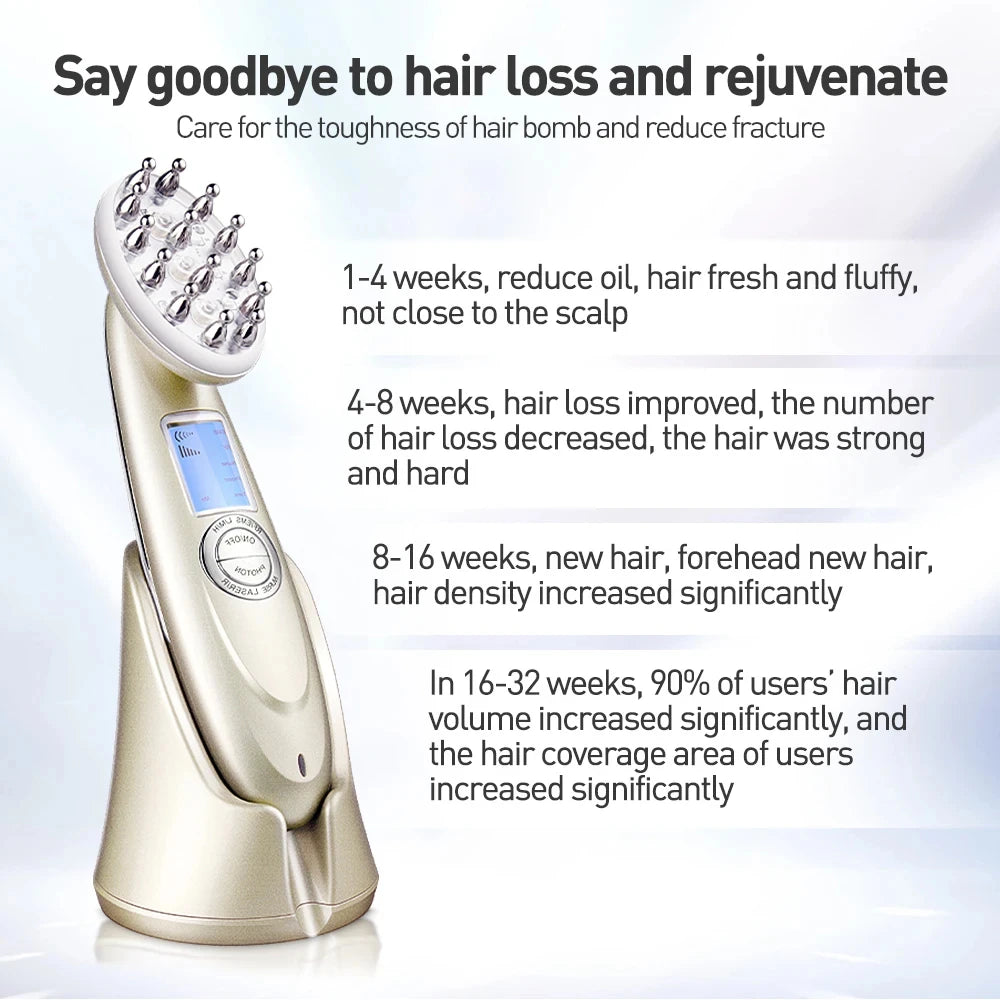 Infrared EMS Radiofrequency Vibration Electric Massage Comb Anti-Hair Loss Therapeutic Instrument Red Light Hair Care Veya