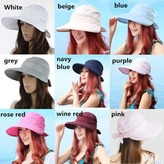 Women Ladies Summer Wide Brim Foldable Visor Outdoor Cap Anti-UV Beach Sun Hat