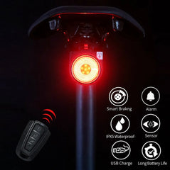 Bicycle Rear Lamp Braking Light Burglary Alarm Remote Call Wireless Control USB Charge LED Lantern Bike Finder Horn A8Pro