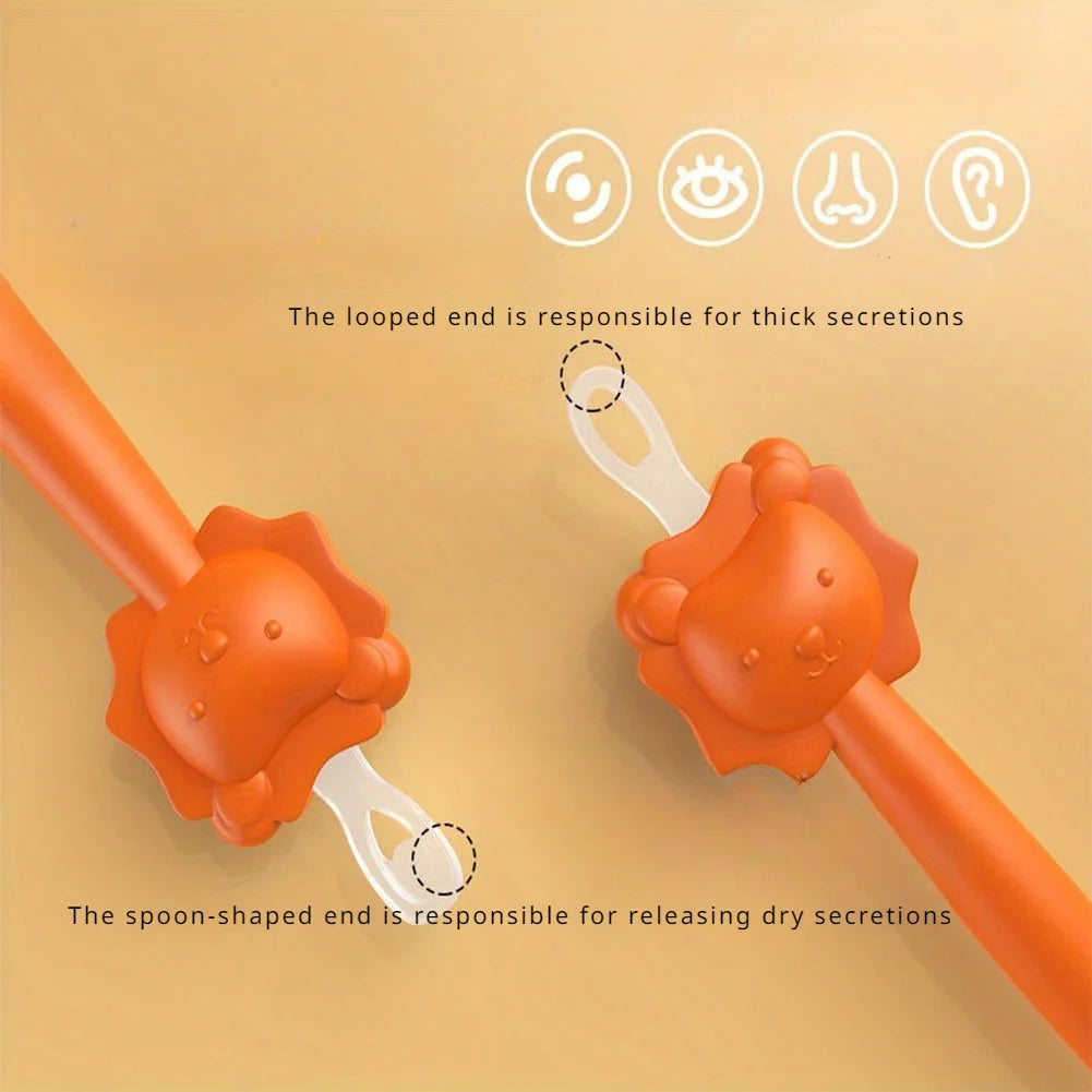 2pcs Cartoon Lion Baby Nose Cleaning Rod Baby Ear Cleaning Tool Nose Spoon Earpick Nasal Cleaning