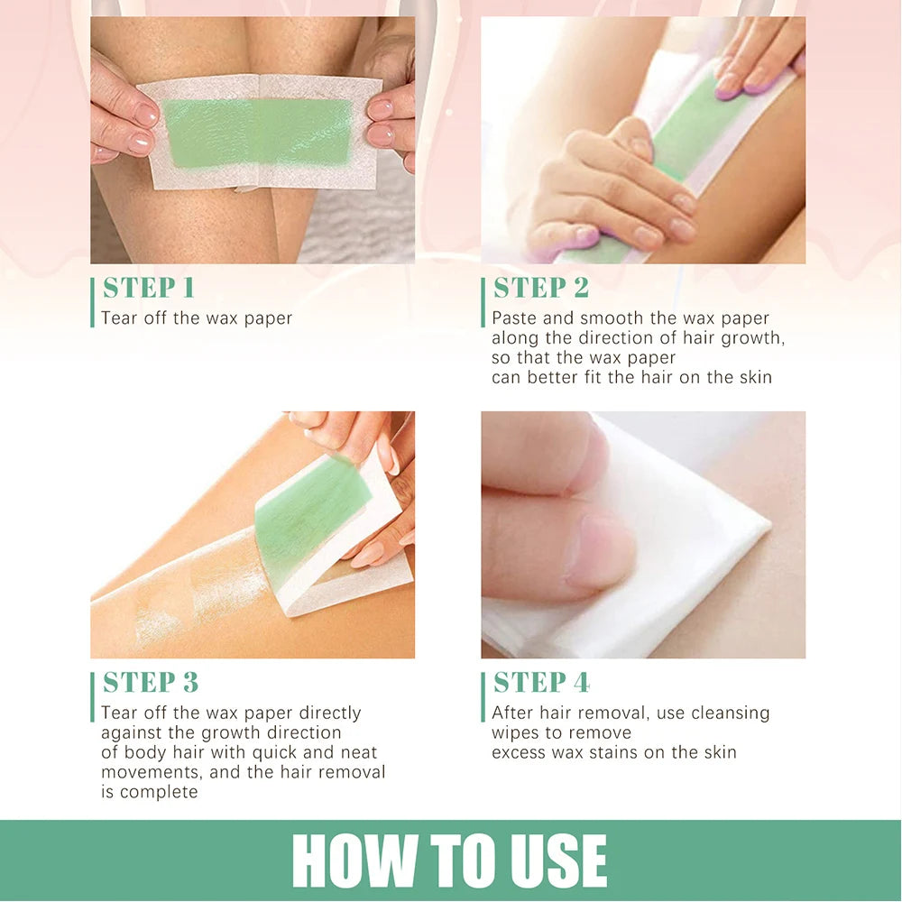 20 Stick Professional Hair Removal Wax Strips For Summer Depilation Double Sided Cold Wax Paper For Leg Body Face Useful