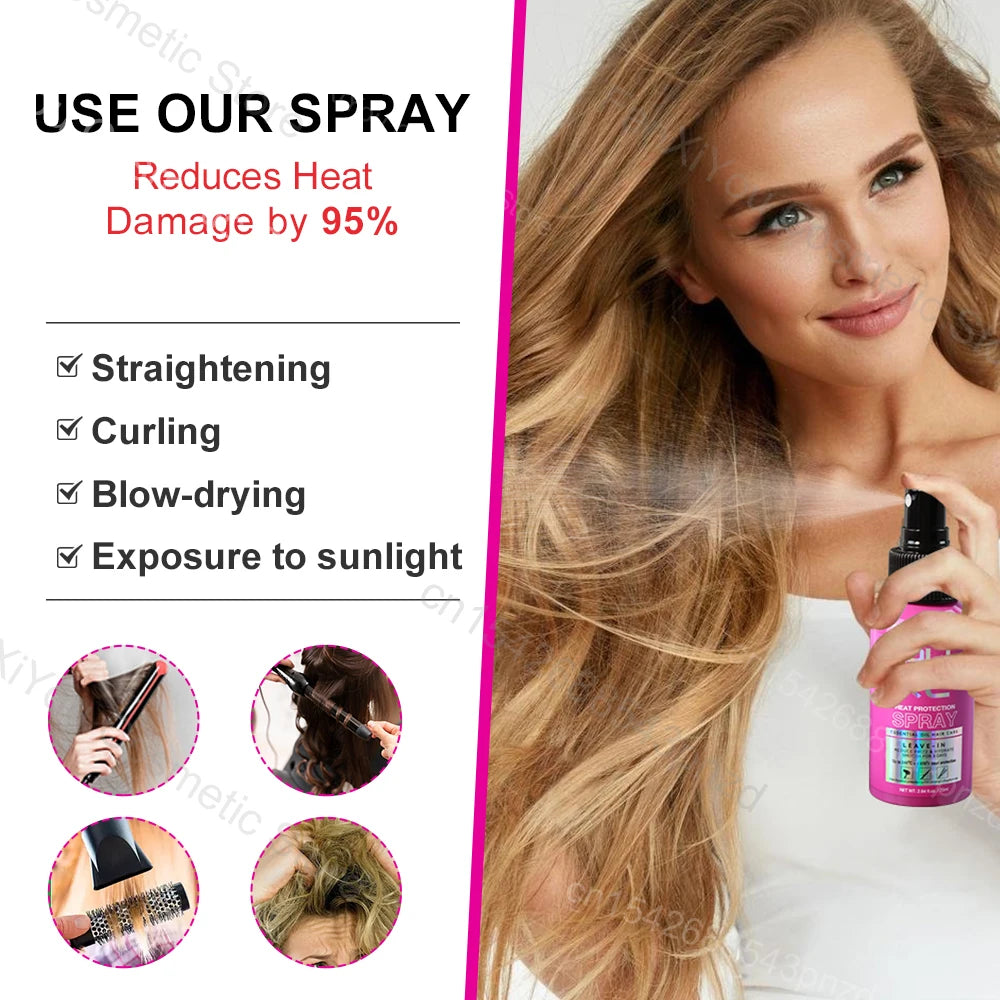 PURC Heat Protection Spray Coconut Oil Smooth Heat Protect Spray Leave-in Heat Primer Thermal Treatment Professional Hair Care