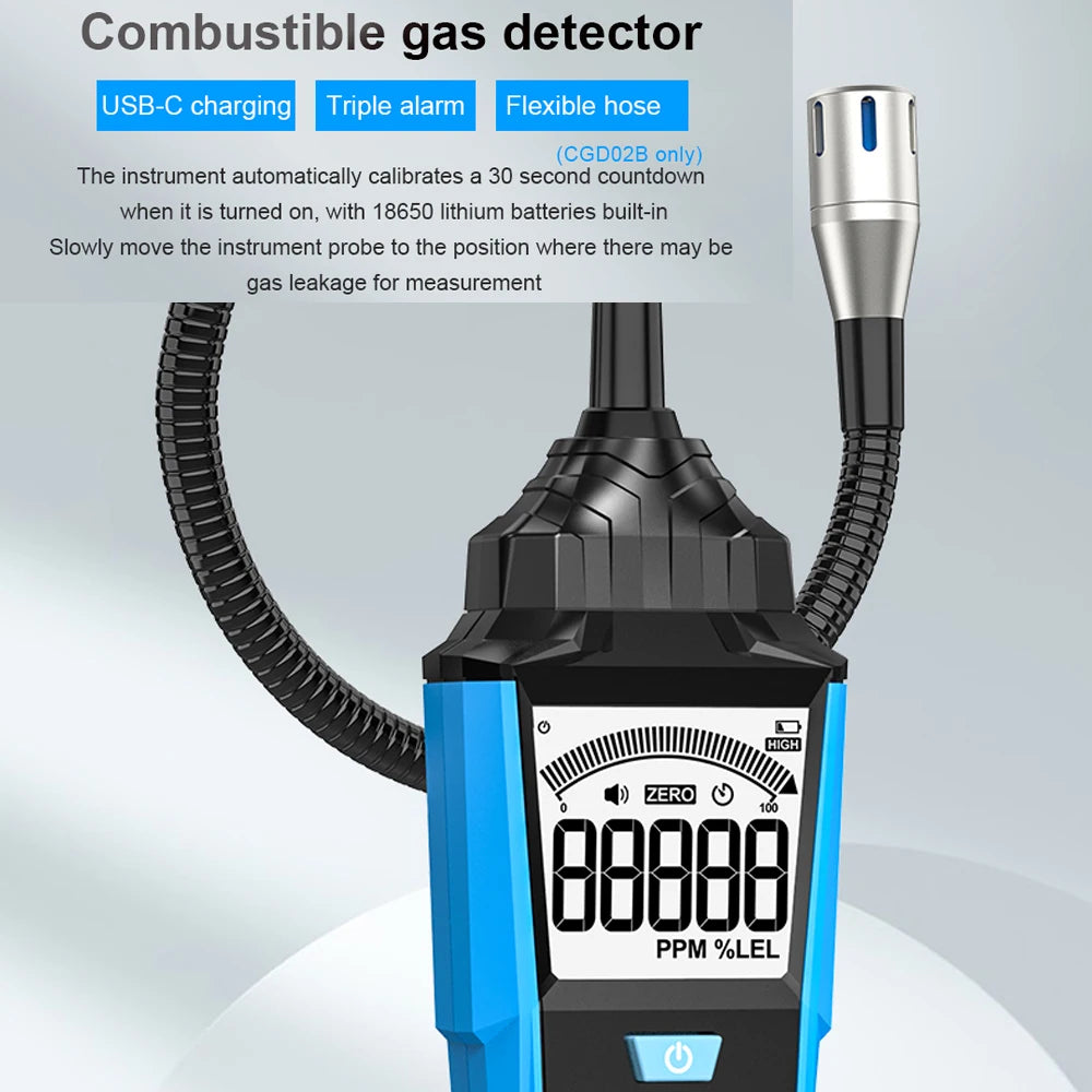 Combustible Gas Detector Gas Analyzer LPG Meter Flammable Natural Gas Leak Location Meter Sound Alarm Gas Concentration Tester