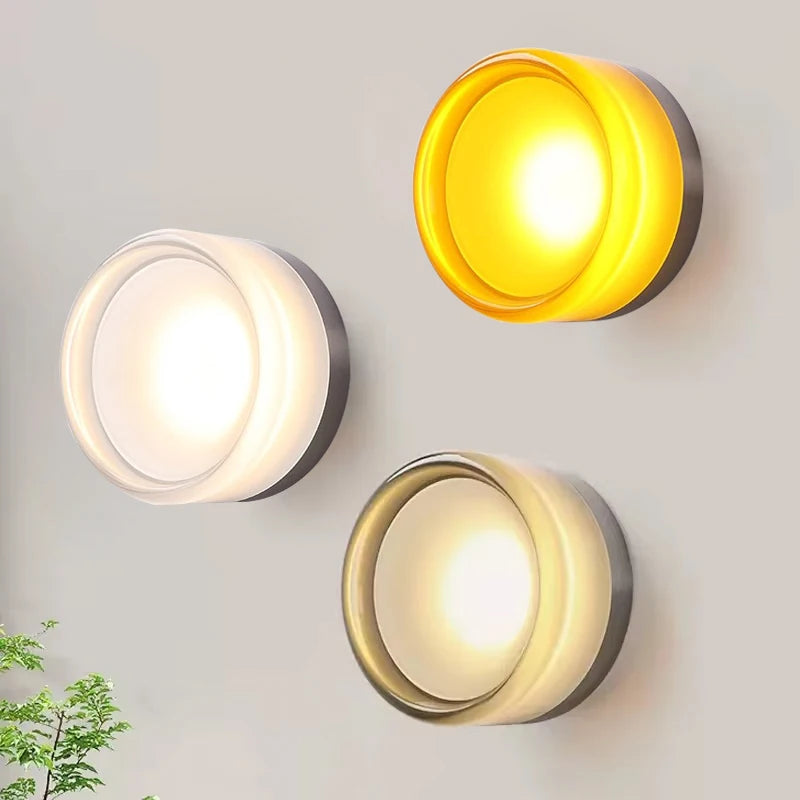 Modern LED Wall Lamp Amber Jelly Small Wall Sconces Bedside Room Decor Light Living Room Hotel Aisle Smoke Grey Lighting Fixture