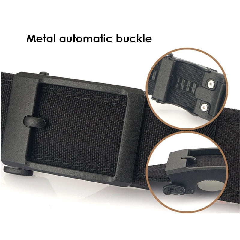 New Hard Tactical Belt for Men Metal Automatic Buckle IPSC Gun Belt 1100D Nylon Military Belt Outdoor Sports Girdle Male