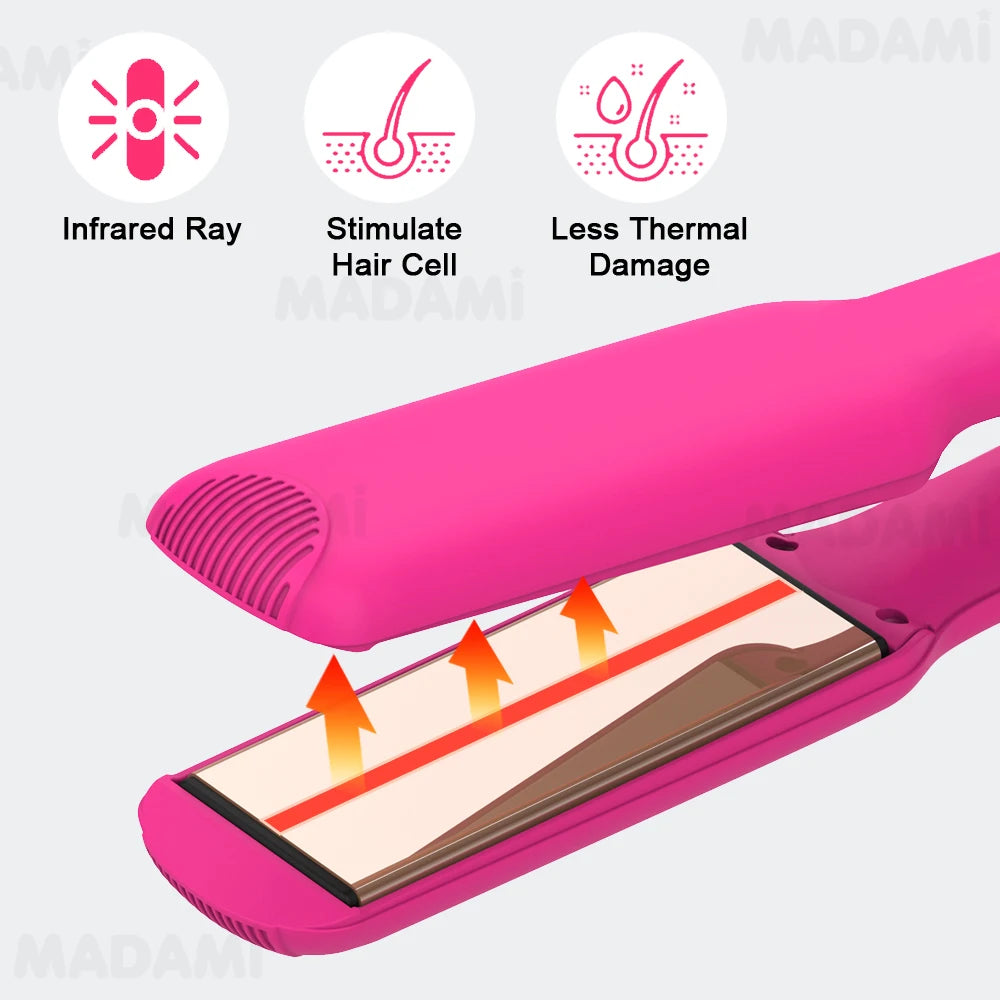 Infrared Hair Straightener Curler Titanium Plate Fast Heating Flat Iron 230℃ / 450°F Professional Salon Styling Tool 110V-240V