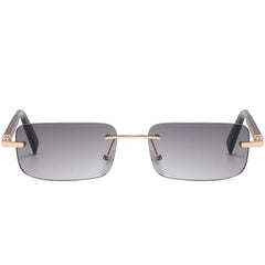 New Square Frameless Retro Sunglasses Men's and Women's Trendy Wooden Leg