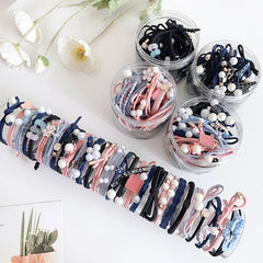 50/12PCS  Women Elastic Hair Ties Pearls Fashion Girls Scrunchies Ponytail Holder Rubber band Hair Rope Hair Accessories