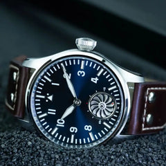 Hruodland F016 Pilot Watch Seagull Movement Mechanical BGW-9 Luminous Sapphire Crystal F016 Turbine 43mm Men Retro Pilot Watch