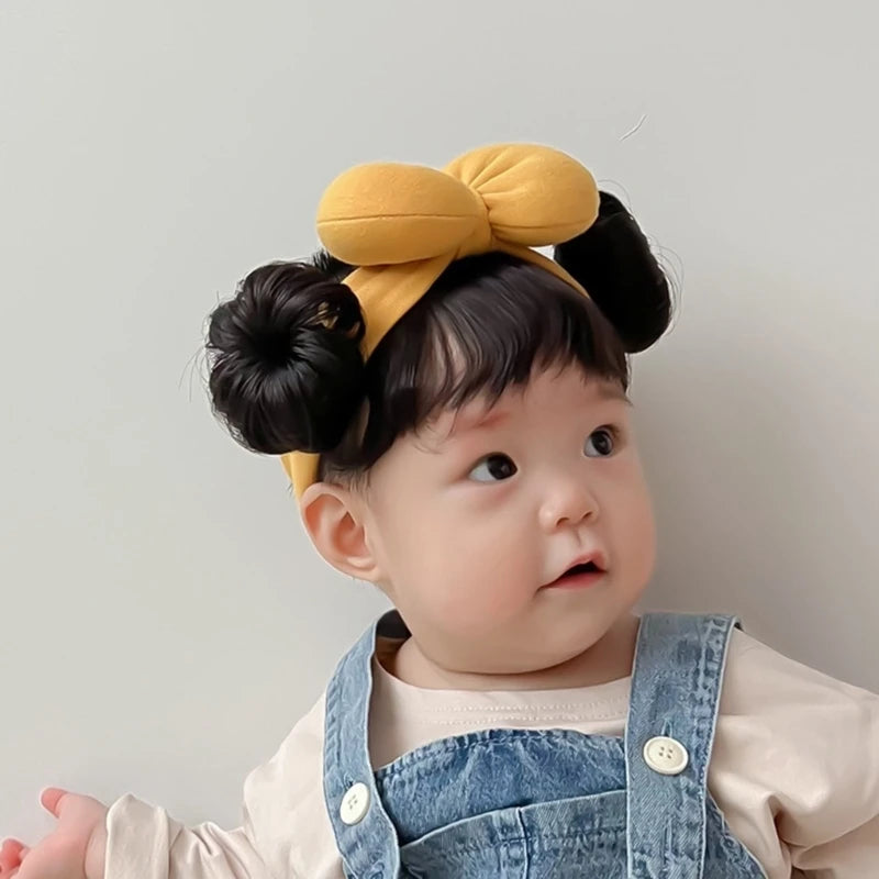 New Year Hair Accessories Cute Bow Baby Girl Wig Hat Hairpiece Christmas Newborn Children Kids Girls Cosplay Headbands Headwear