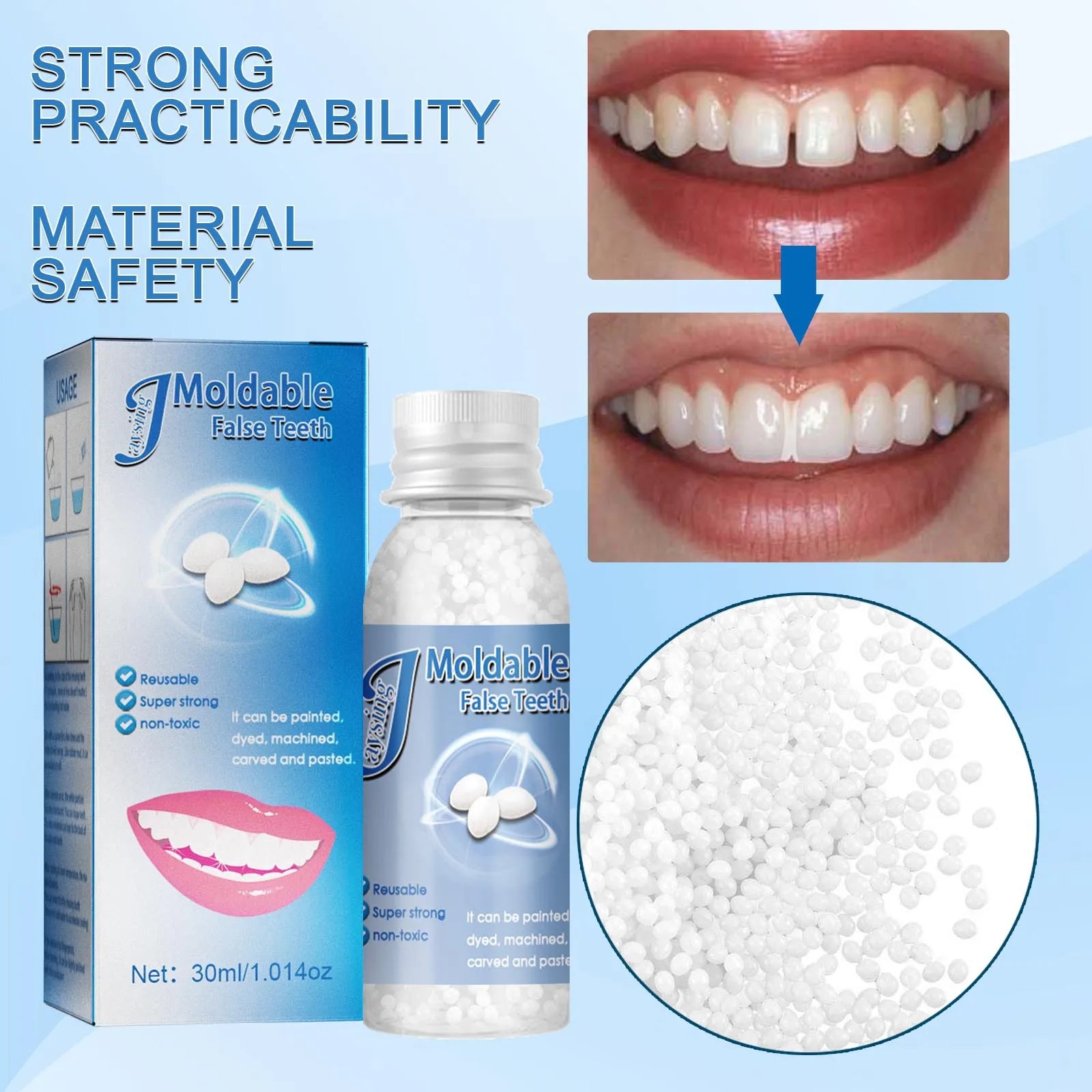 Temporary Resin Tooth Repair Glue Shapeable Falseteeth Gaps Filling Solid Glue Fake Teeth Repair Glue Safety Dental Supplies