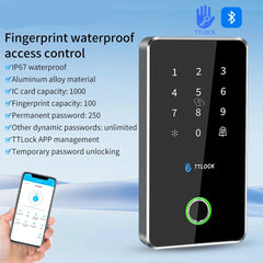 Outdoor Nfc Rfid Keypad Ttlock App Fingerprint Bluetooth Gateway 13.56Mhz Card Access Control System MJ02 Metal Alloy