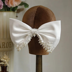 New white bow Beaded Bridal hair decoration wedding brides clips hairpin hair accessories