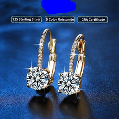 14K Gold Plated Earrings 2023 Silver Hoops 925 Dangle Earrings for Women Lever Back Moissanite Earring Drop Girls Jewelry