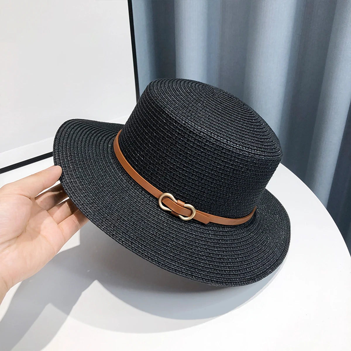 Women's Straw Hat Girl Straw Bucket Hat Sunscreen Fisherman Hat Outdoor French Style Beach Straw Hat CM026