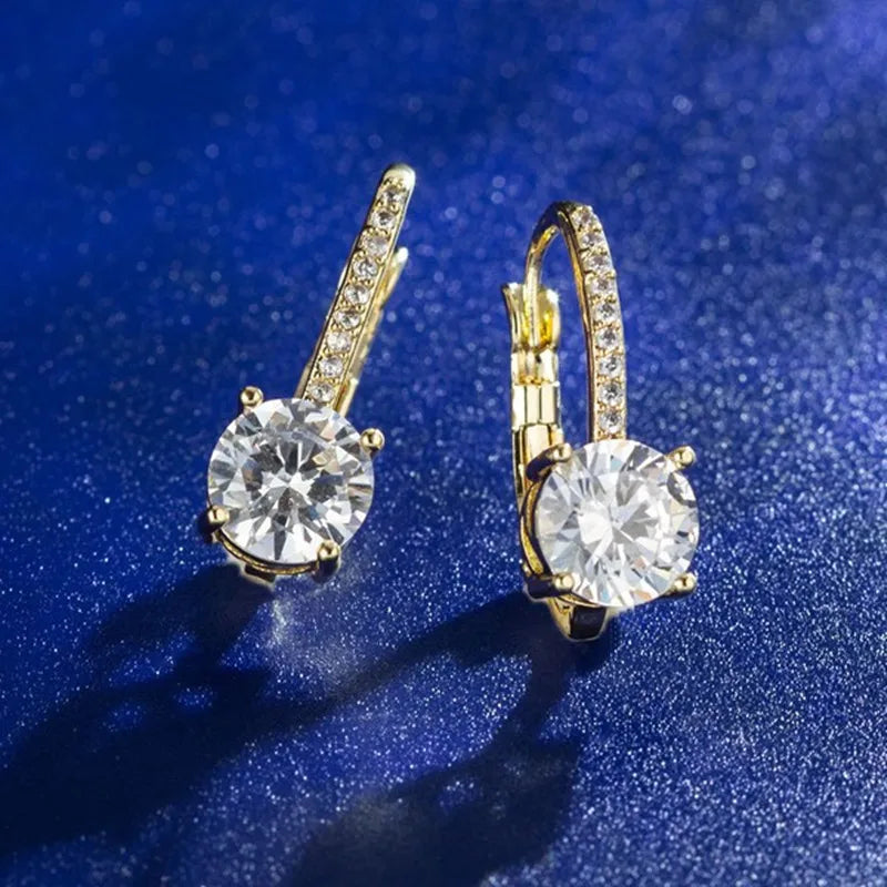 14K Gold Plated Earrings 2023 Silver Hoops 925 Dangle Earrings for Women Lever Back Moissanite Earring Drop Girls Jewelry