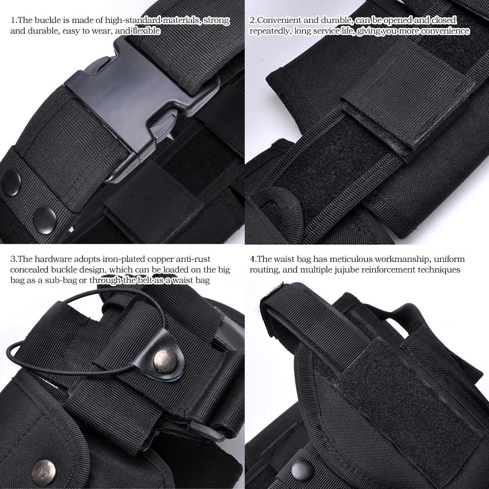 Tactical Belt Set Police Security Guard Modular Equipment Multi-pockets Hip Pack for Hunting Multifunctional Tactical Nylon Belt