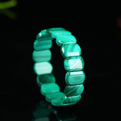 Green Malachite Chrysocolla Bracelet Stretch Rectangle Beads Healing Stone Crystal Genuine Natural Women Men 12x9mm Gender