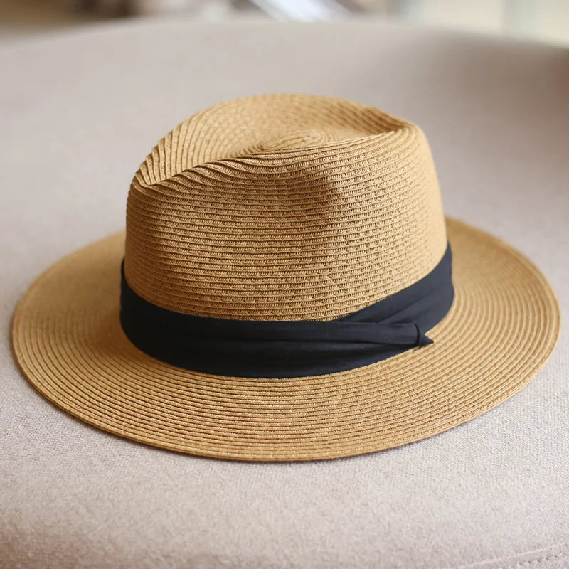 Big Head 63CM Panaman Straw Hat with Foldable Straw Woven Hat Plus Size Men Jazz Top Hat Sun Protection Sun Shading Hat