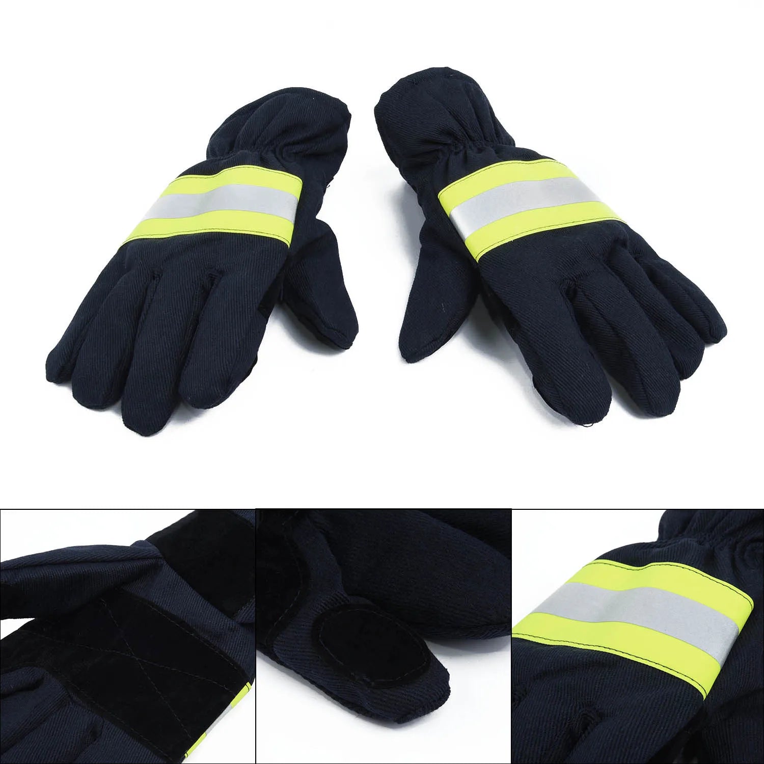 Fireproof Safety Gloves Black Reflective Belt Fire Gloves Protection Supplies For Welding And Cold Weather Firefighting Gloves