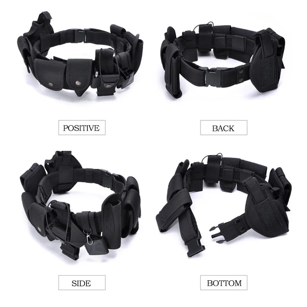 Tactical Belt Set Police Security Guard Modular Equipment Multi-pockets Hip Pack for Hunting Multifunctional Tactical Nylon Belt