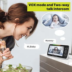 Babystar 5inch Video Baby Monitor with Remote Pan-Tilt-Zoom Camera and Audio.Two Way Talk VOX Mode Lullabies BabyPhone