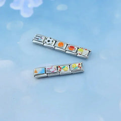 2023 New Fashion Flower Sports Seaside Charm Italian Links Fit 9mm Bracelet Stainless Steel Making Jewelry DJ644-D